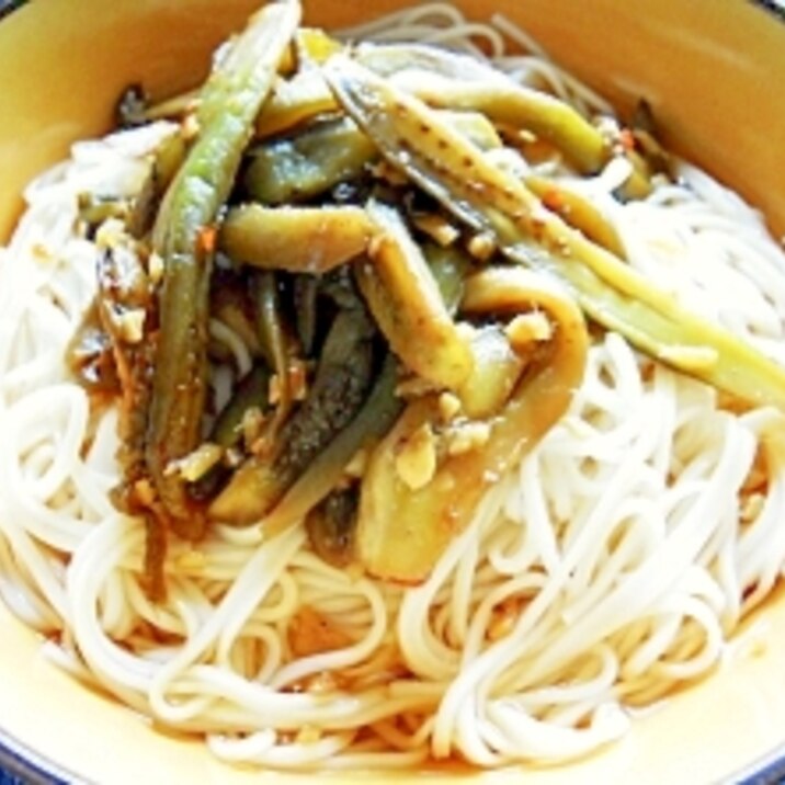 ずぼら～でご麺(なす炒り冷麦）